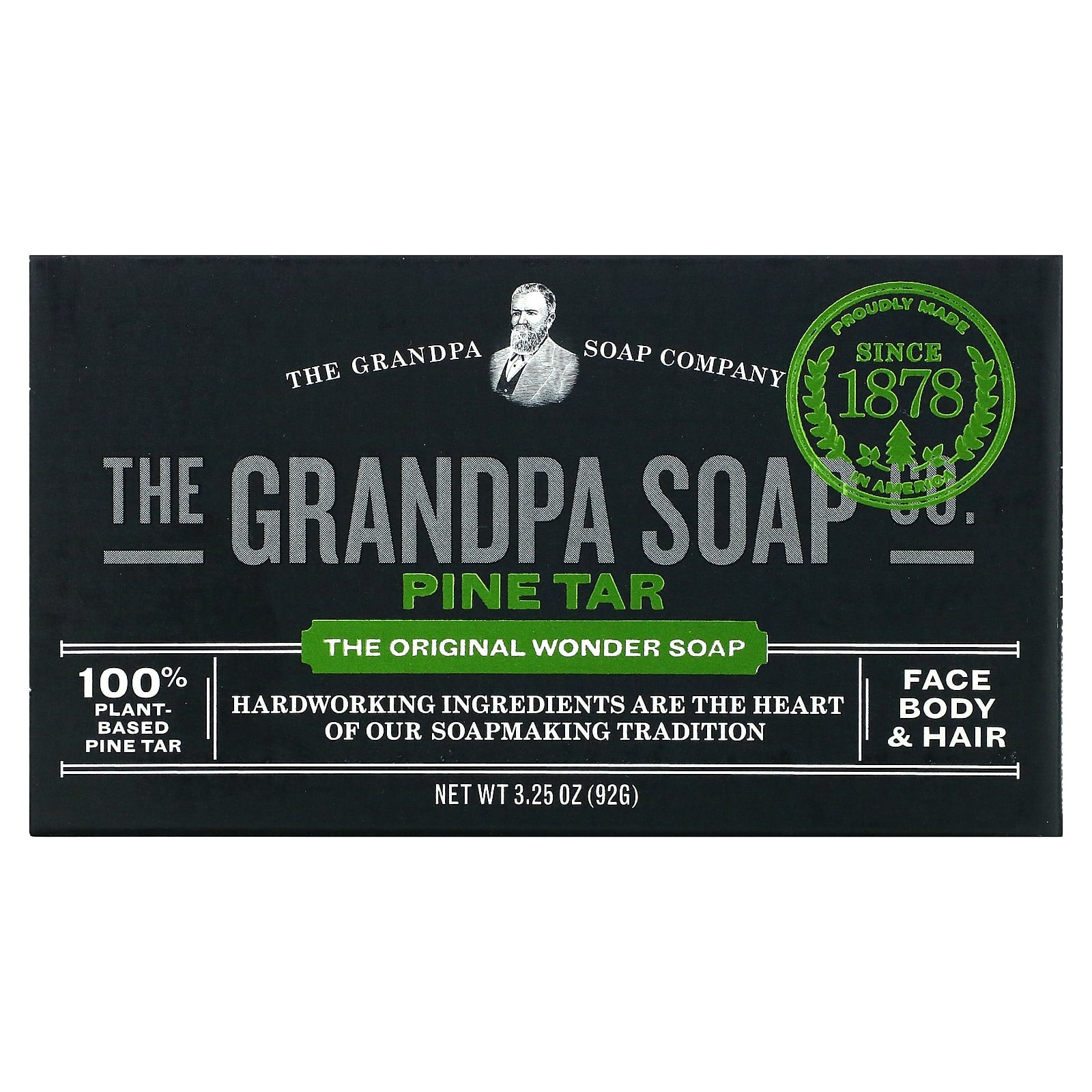 The Grandpa Soap Co., Face Body & Hair Bar Soap, Pine Tar