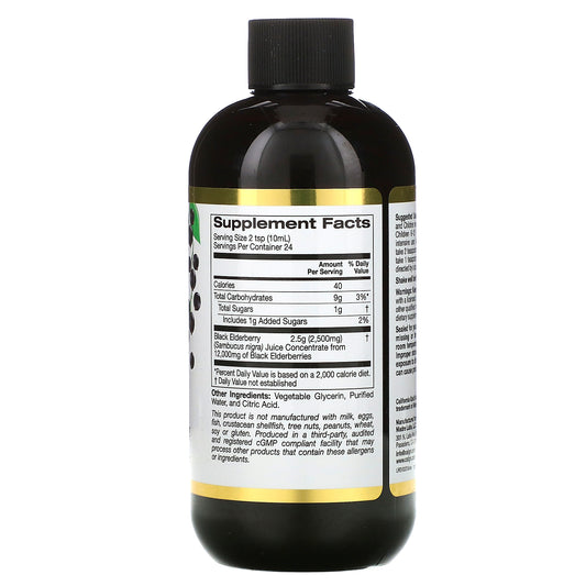 California Gold Nutrition, Sambucus European Black Elderberry Syrup, 2,500 mg (240 ml)