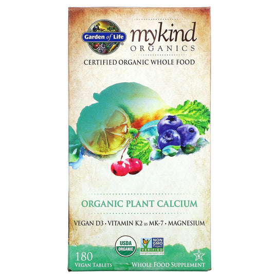 Garden of Life Organics Plant Calcium Supplement Made from Whole Foods with Magnesium, Vitamin D as D3, and Vitamin K as MK7 for Bone Health, Teeth & Joint Support, Gluten-Free