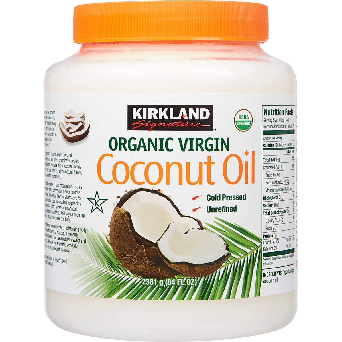 Organic Virgin Coconut Oil Unrefined Cold Pressed Chemical Free