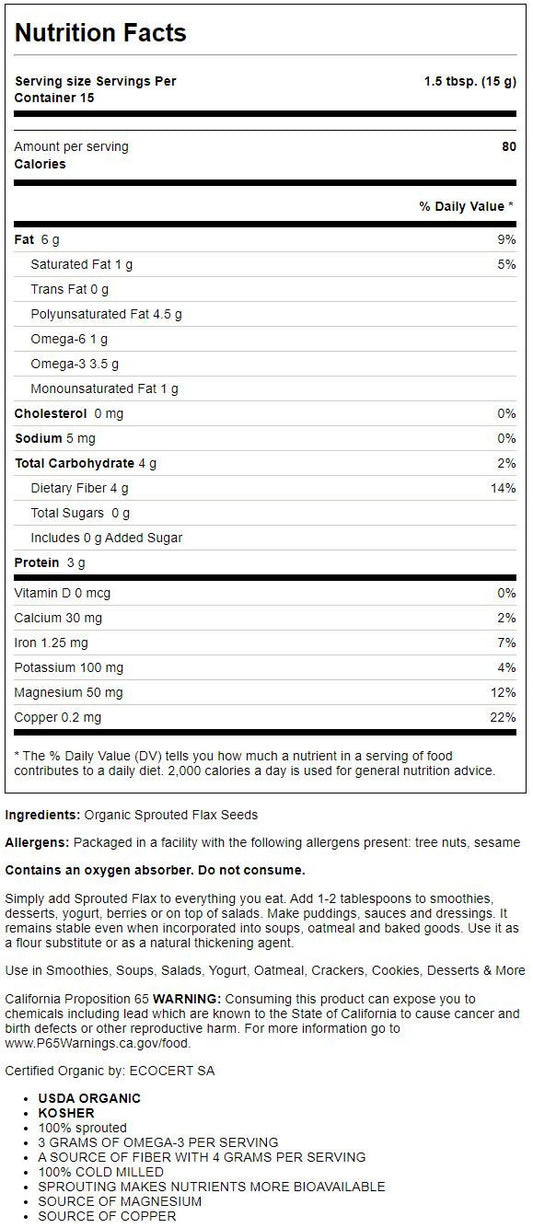 Organic Traditions - Sprouted Flax Seed Powder