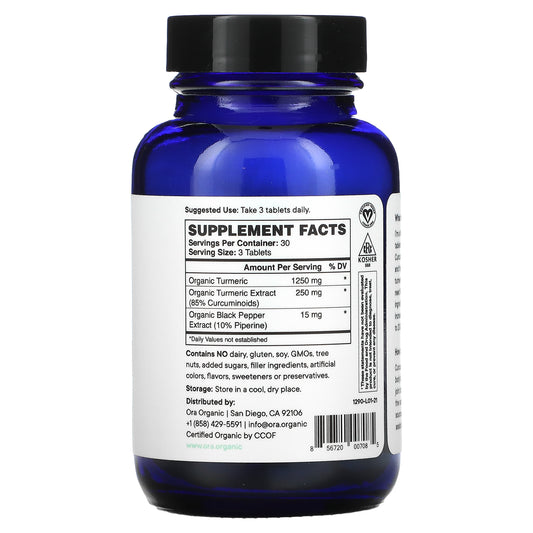 Ora, You'Re Golden, Organic Turmeric Curcumin, 500 Mg Tablets