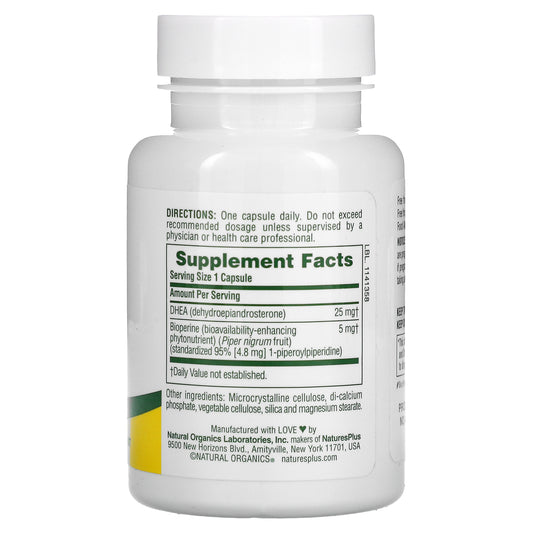 Nature's Plus, DHEA-25 with Bioperine