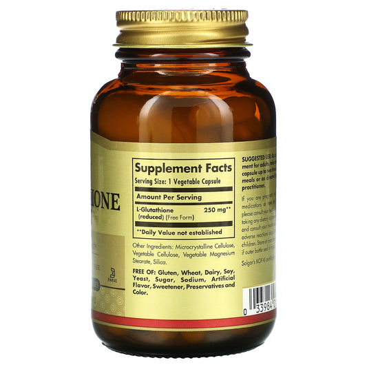 Solgar, Reduced L-Glutathione, 250 mg Vegetable Capsules