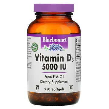 Bluebonnet Nutrition, Vitamin D3, 125 mcg, (5000 IU), Softgels