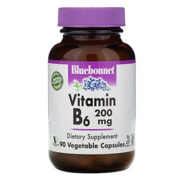 Bluebonnet Nutrition, Vitamin B-6, 200 mg, Vegetable Capsules