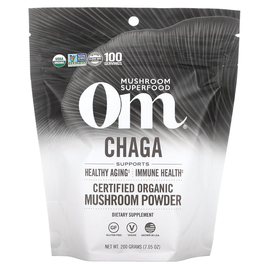 Om Mushrooms, Chaga, Certified Organic Mushroom Powder