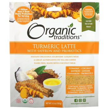 Organic Traditions, Turmeric Latte With Saffron And Probiotics