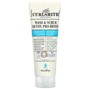 Curlsmith, Wash & Scrub Detox Pro-Biotic Shampoo, All Hair Types, Step 2 (237 ml)