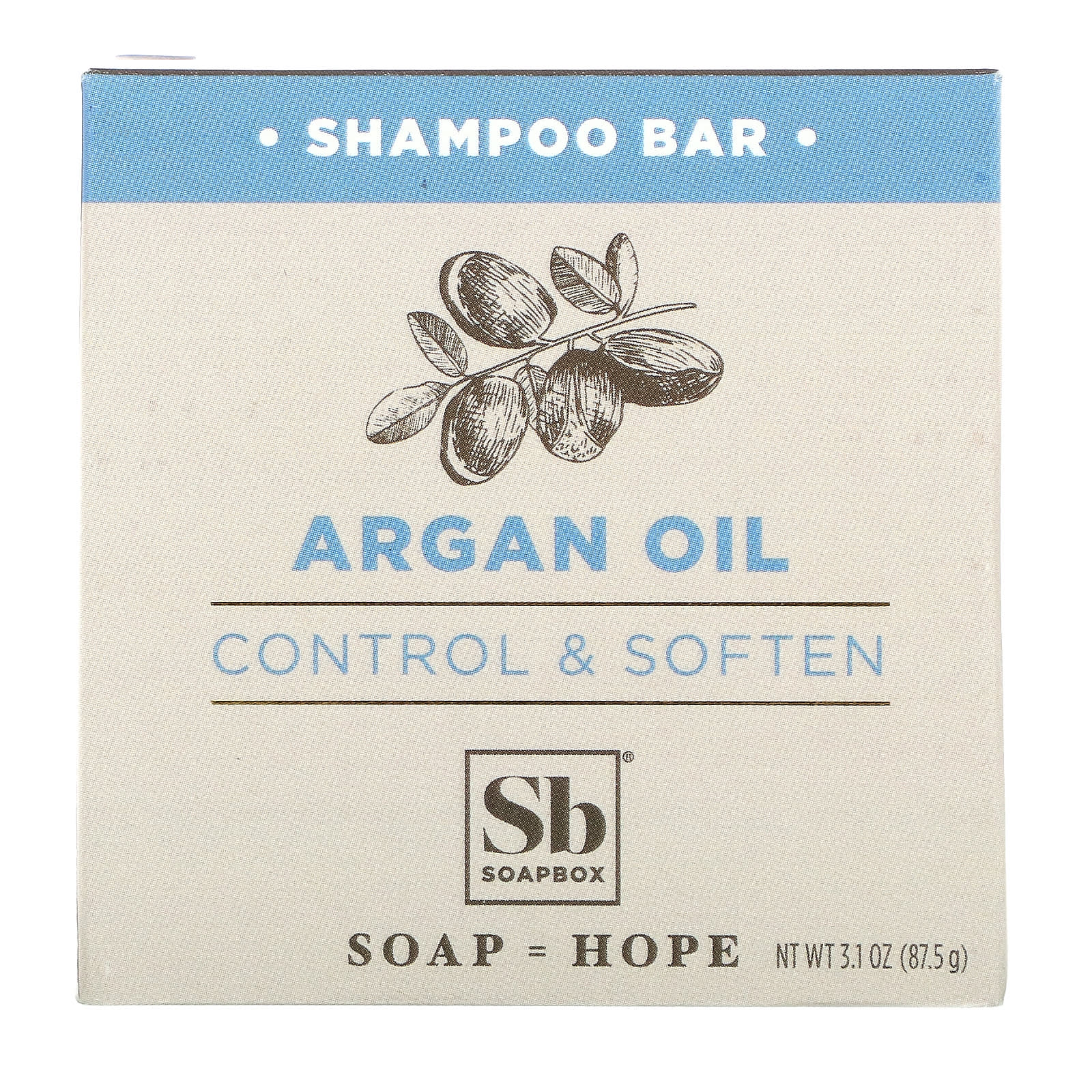 Soapbox, Argan Oil Shampoo Bar with Coconut Oil & Shea, Control & Soften (87.5 g)