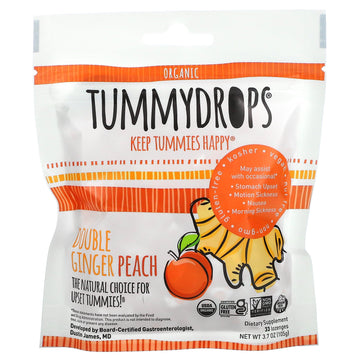 Tummydrops, Organic, Double Ginger Peach,  3.7 oz (105 g)