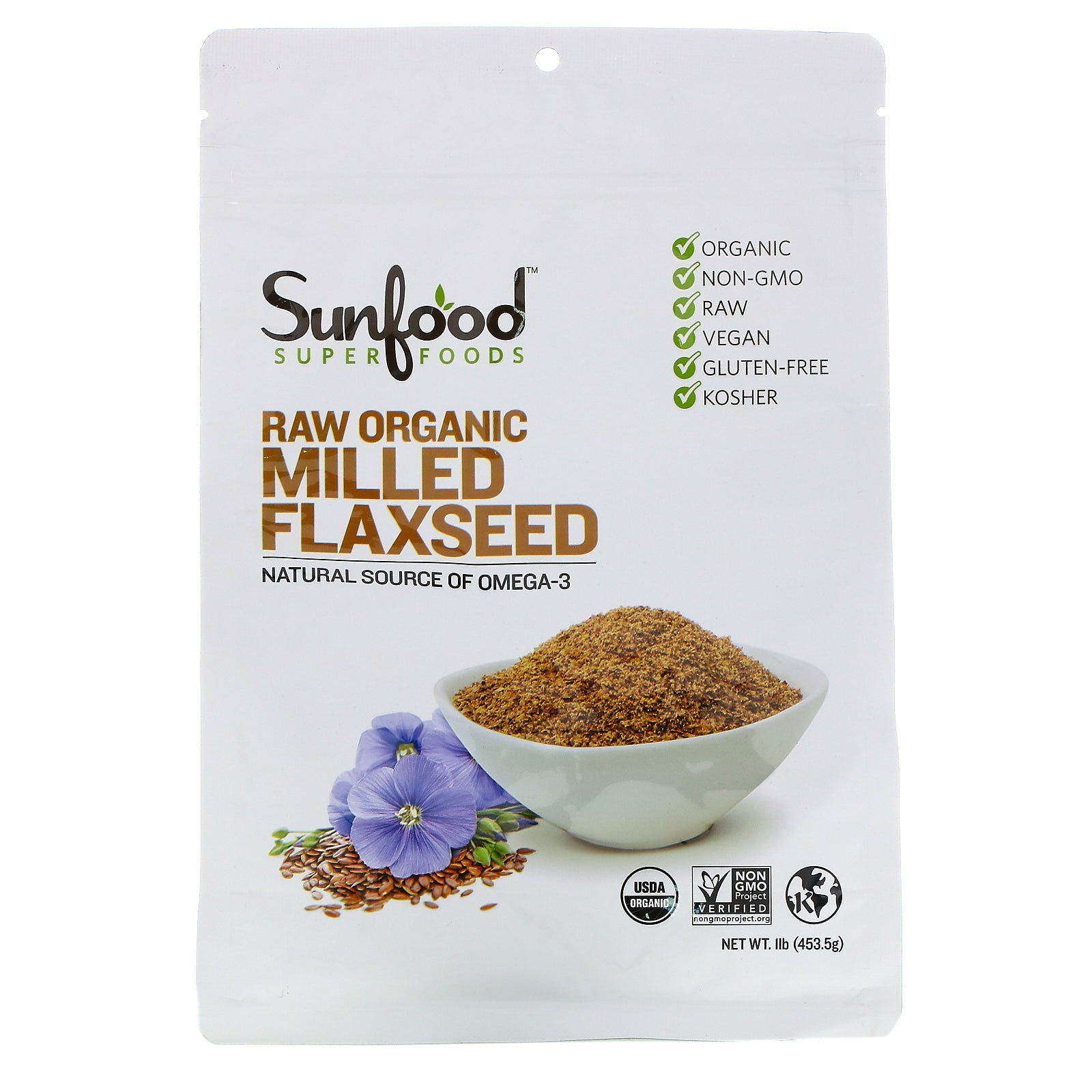 Sunfood, Raw Organic Milled Flaxseed