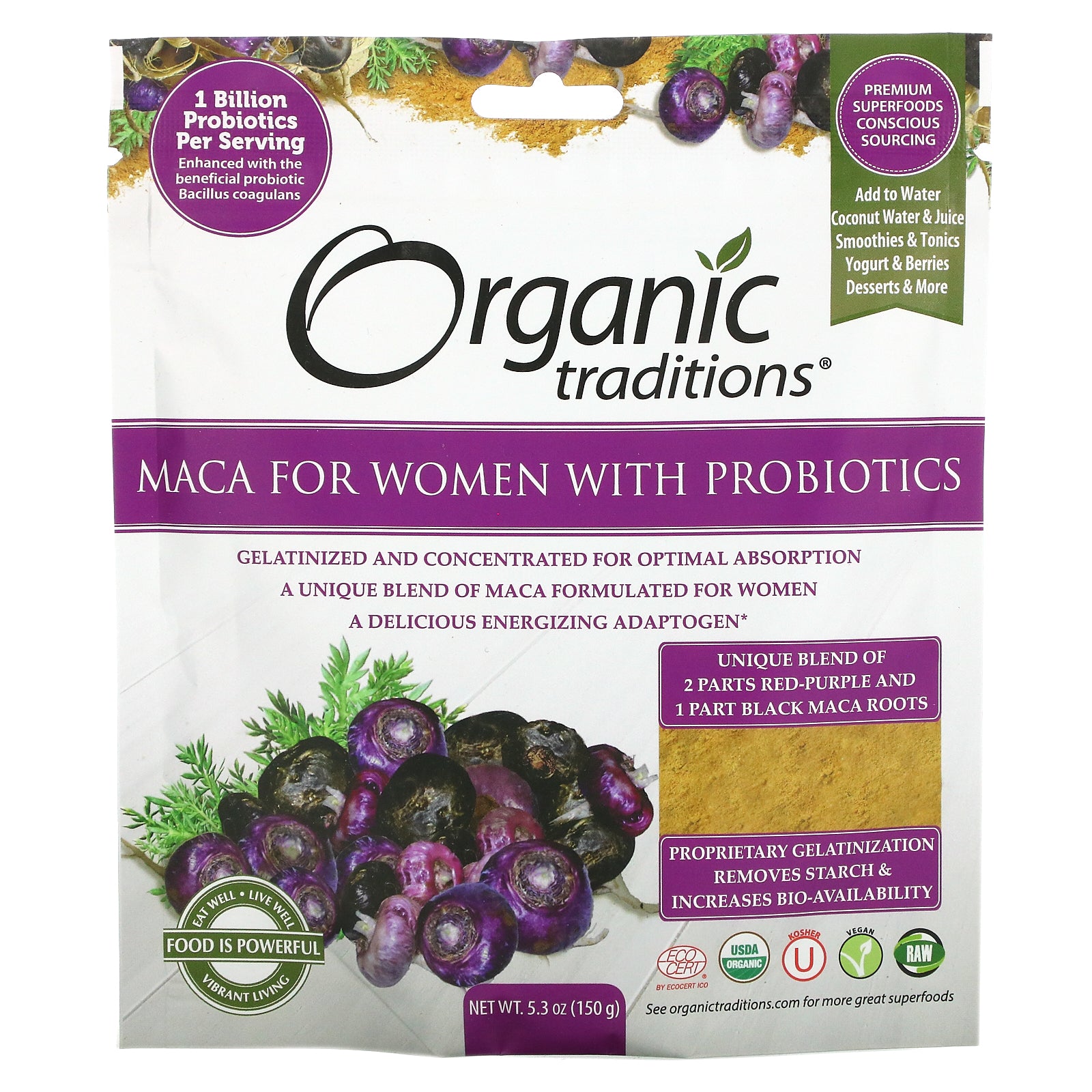 Organic Traditions, Maca For Women with Probiotics