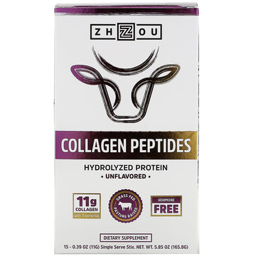 Zhou Nutrition, Collagen Peptides, Hydrolyzed Protein, Unflavored,  0.39 oz (11 g) Each