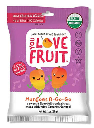 You Love Fruit Premium (Mangoes a Go Go) Vegan GMO Free Fruit Snacks