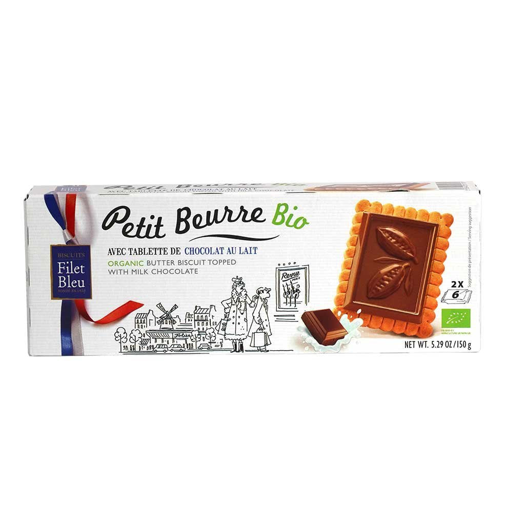 Filet Bleu - Organic Petit Beurre Biscuits with Milk Chocolate,  Box