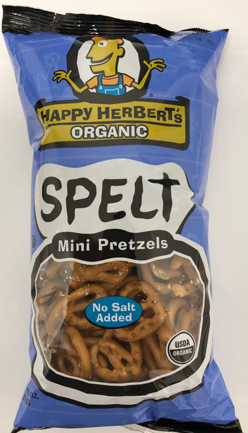 Happy Herbert's Organic Spelt Mini Pretzels Unsalted Case of 12