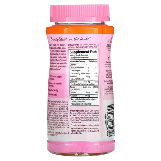Nature's Bounty, Optimal Solutions, Hair, Skin, & Nails, Collagen & Biotin, Tropical Citrus Gummies