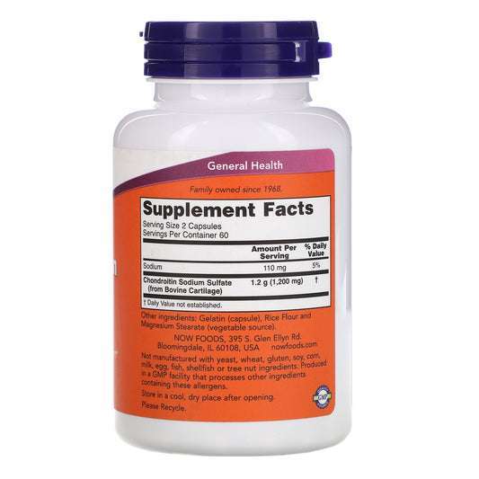 Now Foods Supplements, Chondroitin Sulfate 600 Mg (A Glycosaminoglycan), Joint Health*, 120 Capsules