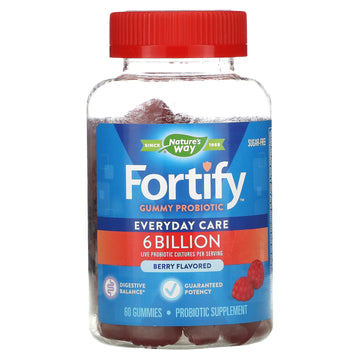 Nature's Way, Fortify Gummy Probiotic, Sugar-Free, Berry, 6 Billion Gummies