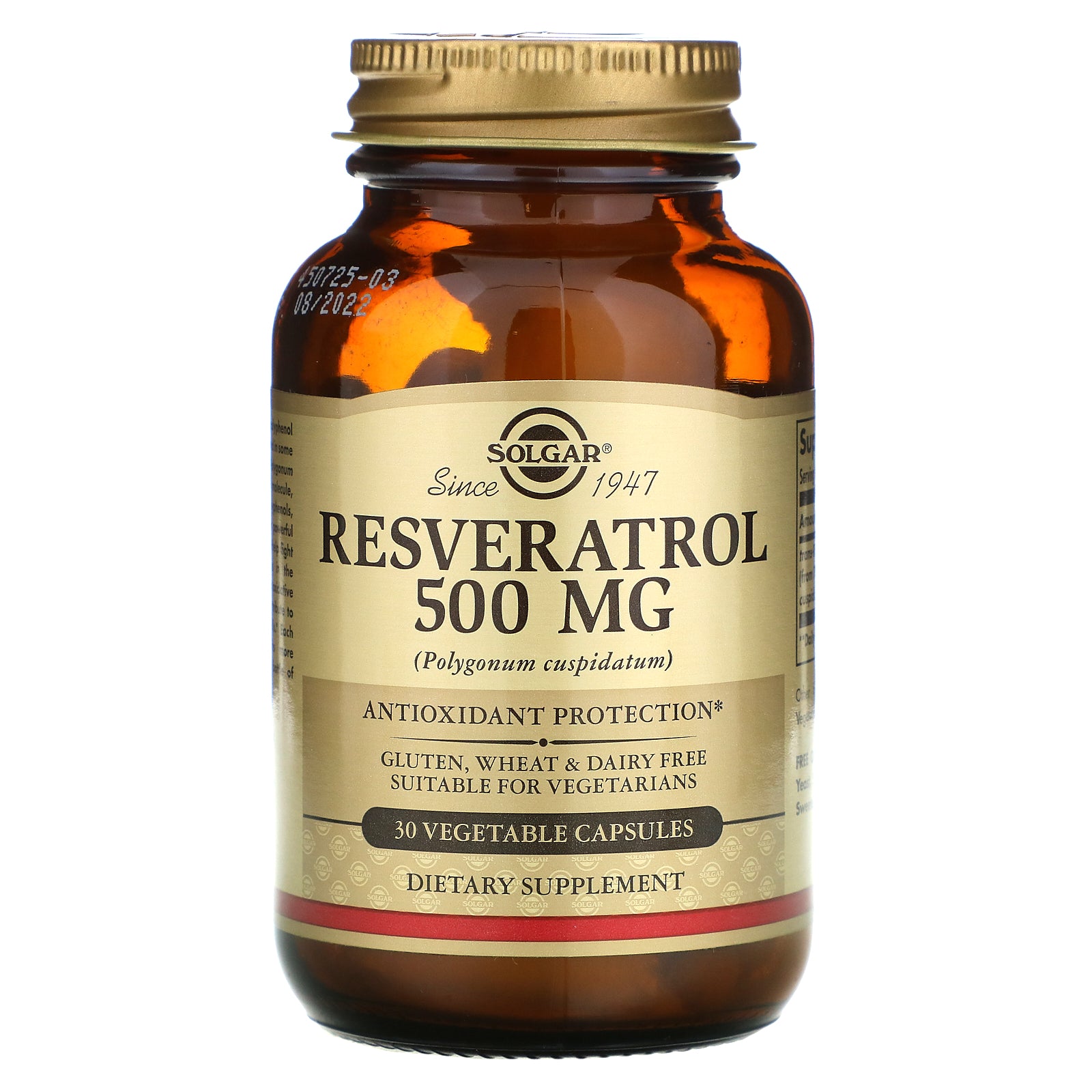 Solgar, Resveratrol, 500 Mg Vegetable Capsules