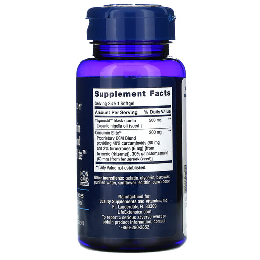 Life Extension, Black Cumin Seed Oil And Curcumin Elite Softgels