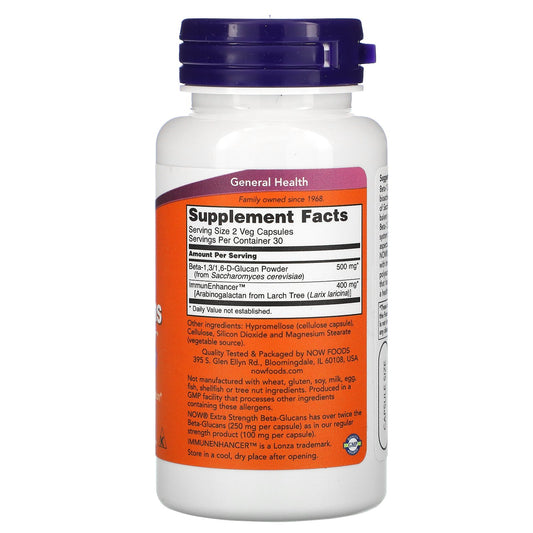 NOW Foods, Beta-Glucans, with ImmunEnhancer, Extra Strength, 250 mg