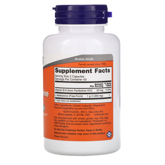 NOW Foods, L-Methionine, 500 mg