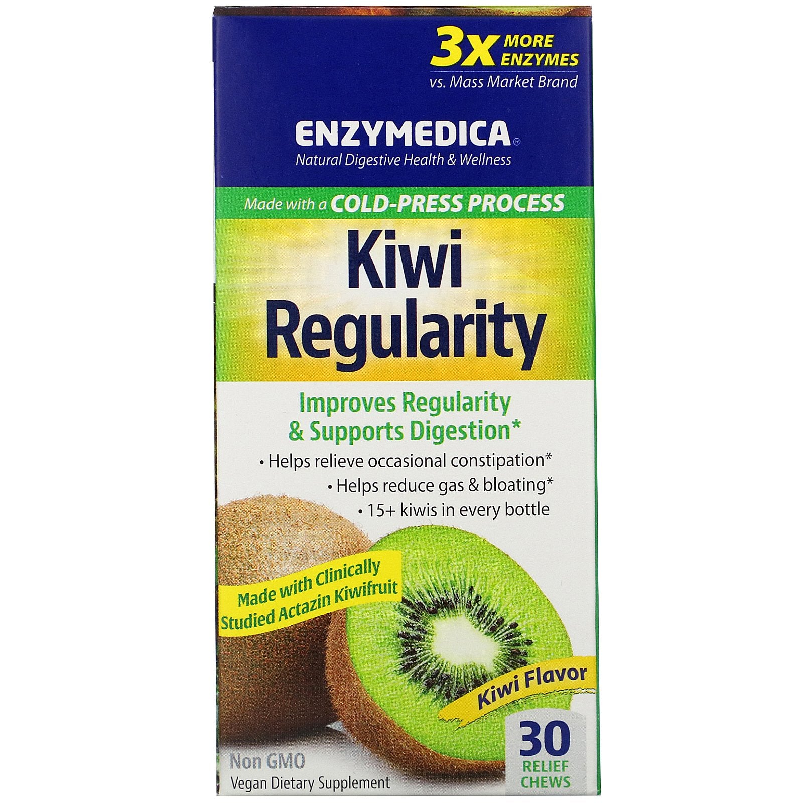 Enzymedica, Kiwi Regularity, Kiwi Flavor Relief Chews