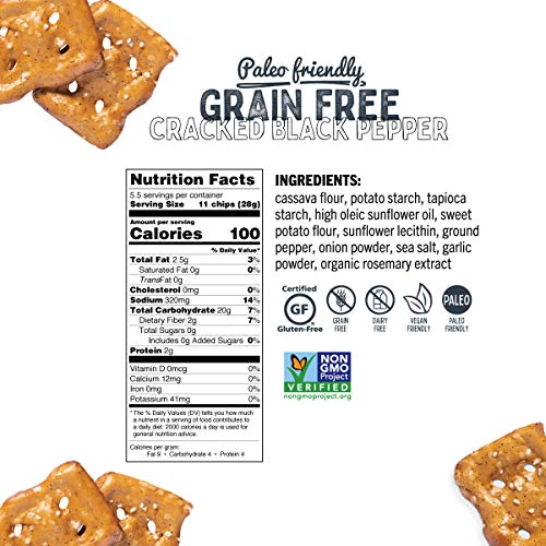 Quinn Cracked Pepper and Sea Salt Grain Free Pretzel Chip,  Bag (4 Count)