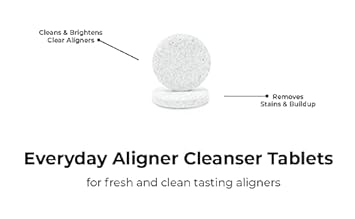 Daily Aligner Cleanser Tablets by PUL - Remove Odors Discoloration Stains & Plaque - Specially Formulated to Clean & Brighten Aligners, Retainers, Dentures, Nightguards & Dental Appliances - 30 Pack