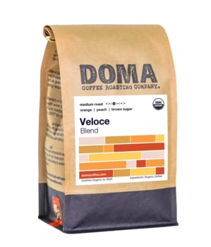 Doma Coffee "Veloce Organic Blend" Medium Roasted Organic Whole Bean Coffee Bag