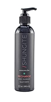 Modern ?M Shungite Recharge Body Wash with Hemp Seed Oil | All Skin Types, Organic Cleanser for Face, Hands, Body | Vegan, Non GMO, Not Tested on Animals, Handmade In USA