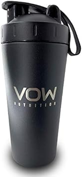 VOW Nutrition Premium Stainless Steel Matt Black Protein Shaker | Dura350 Grams