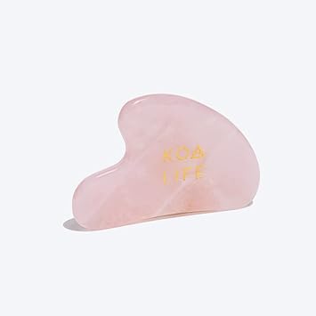 KOA LIFE Rose Quartz Gua Sha Facial Tool - Massage Tool Designed to Promote Micro-Circulation, Reduces Puffiness, Reduce the Signs of Aging with this Lymphatic Drainage Tool