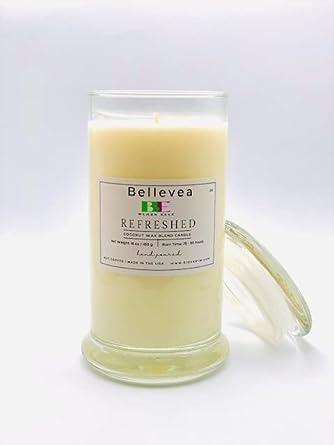 Bellevea Refreshed Candle - scents of Macadamia Nuts, Toasted Coconut and Vanilla Sugar, 75 to 85 Hour Burn, Premium Coconut Wax Blend, Relaxing Candle