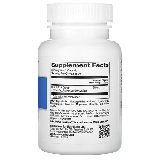 Lake Avenue Nutrition, Beta Glucan 1-3, 1-6, 200 mg