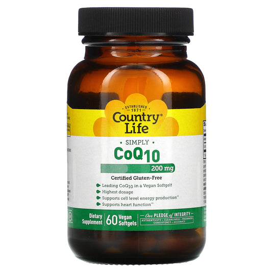 Country Life, Simply CoQ10, 60 Vegan Capsules