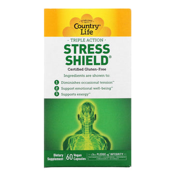 Country Life, Triple Action Stress Shield Vegan Capsules