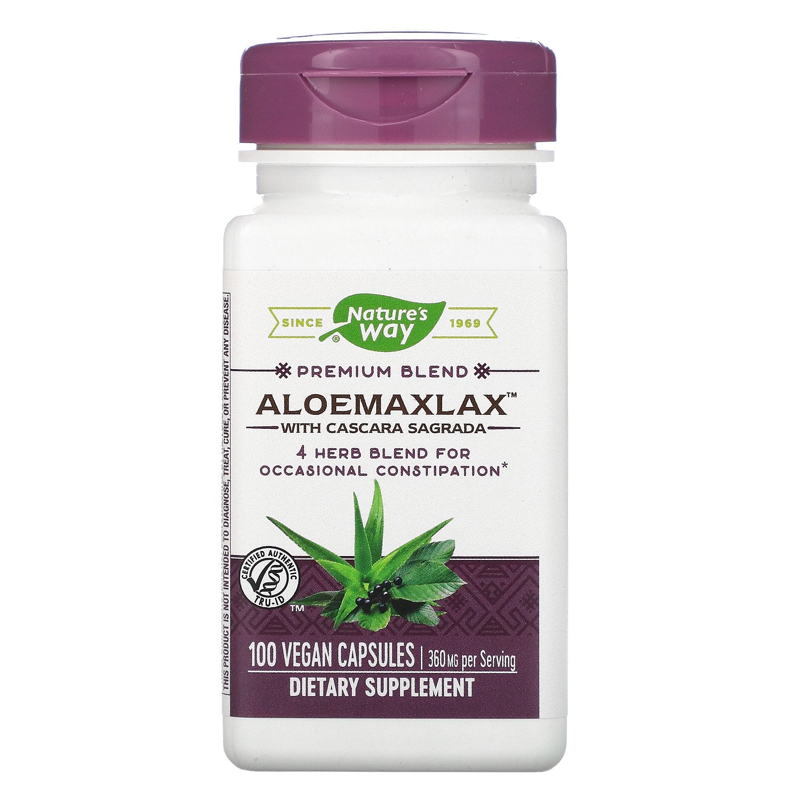Nature's Way, AloeMaxLax with Cascara Sagrada, 360 mg, Vegan Capsules