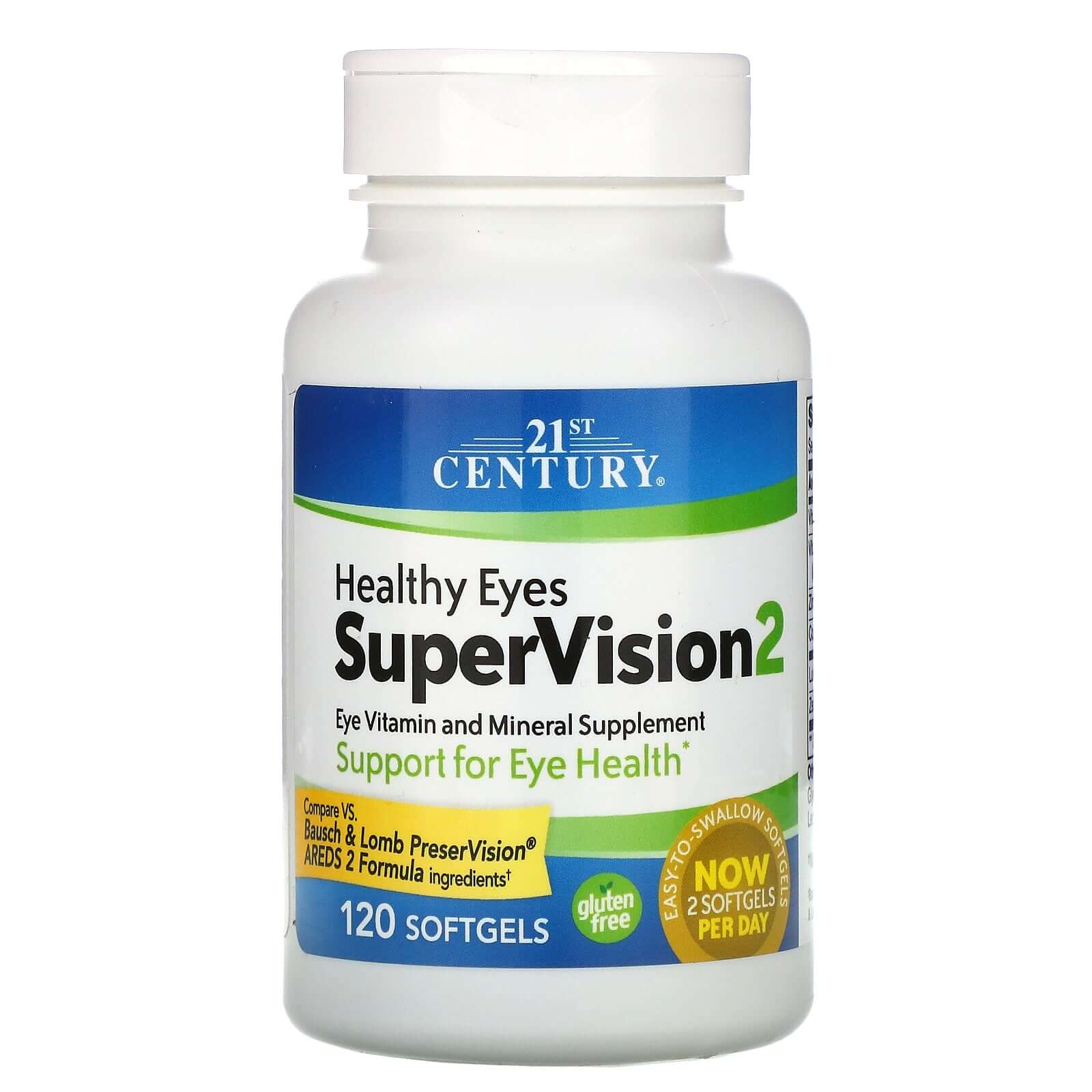 21st Century Healthy Eyes SuperView2 Softgels (120 Count), Eye Vitamin & Mineral Supplements with Lutein, Zeaxanthin, Vitamin C and Zinc for Eye Health & Vision Support, Beta Carotene-Free & Non-GMO