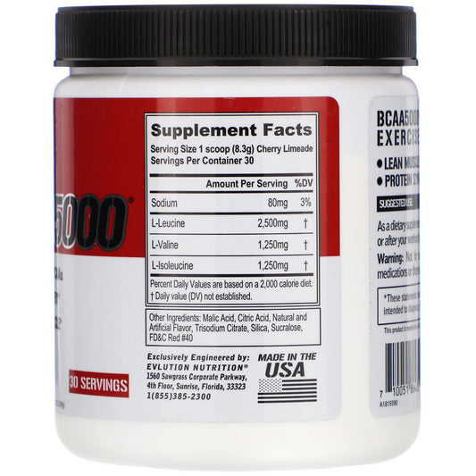 EVLution Nutrition, BCAA5000, Cherry Limeade