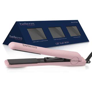 Bellezza Lumino at Iron, Gemstone Infused Tourmaline Ceramic Plates, Professional Hair Straightener, Dual Voltage, 1.25 inch (Ballet Pink)