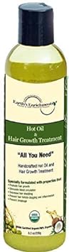 Earth's Enrichments Hot Oil Treatment for Dry, Damaged Hair, Hair Growth Serum, Moisturizes, Hydrates, Reduce Shedding a