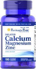 Puritan's Pride Chelated Calcium Magnesium Zinc 1000 Mg/400 Mg/25 Mg / 100 Caplets