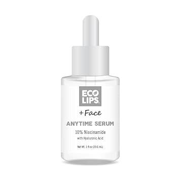 Eco Lips + Face Anytime Niacinamide Facial Serum 1 . glass dropper bottle made by Eco Lips