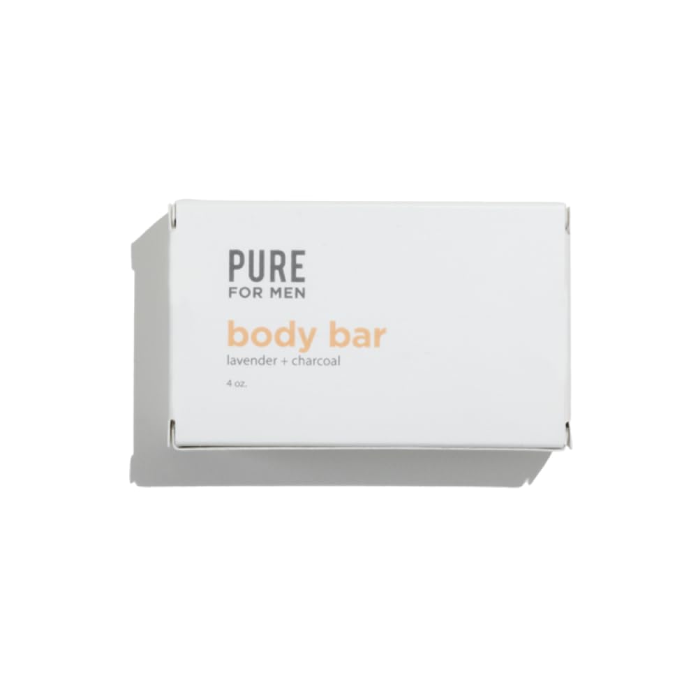 Pure for Men Soap Bar | Cleanser with Lavender and Activated Charcoal, Hydrates & Helps Eliminate Odor, Vegan | 4