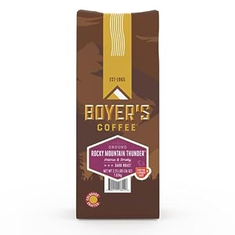 Boyer's Coffee, Rocky Mountain Thunder Coffee, Dark Roast, Whole Bean Bag (1-Count)