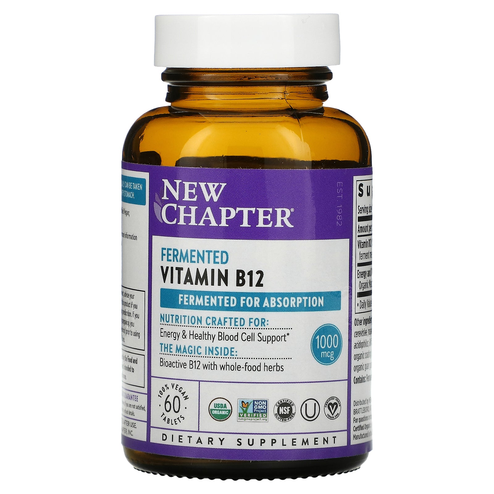 New Chapter, Fermented Vitamin B12, 1,000 mcg, Vegan Tablets