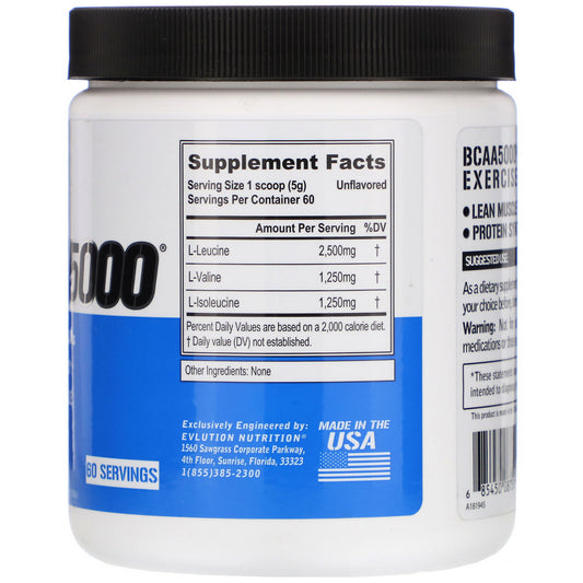 EVLution Nutrition, BCAA5000, Unflavored